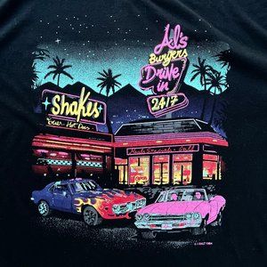 AL’S BURGERS DRIVE IN VINTAGE 1984 JOHN GALT Men’s Black Tee Shirt sz L